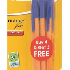 BIC Orange Ball Point Pen - Blue - Pack of 4 +3